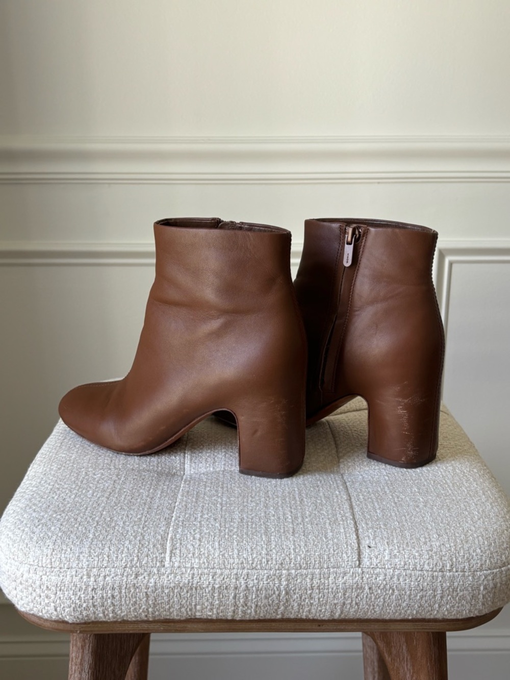 Vince Brown Leather Ankle Booties